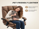 155&deg Reclining Faux Leather Swivel Office Chair - Brown T3398P424998