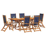 7 Piece Garden Dining Set Solid Wood Acacia and Textilene 3279303