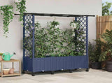 Raised Bed with Trellis and Roof Grey 162.5 x 40 x 142 cm PP 3423118