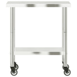 Kitchen Work Table with Wheels 82.5x55x85 cm Stainless Steel 376463