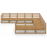 10 Piece Garden Lounge Set Solid Pinewood 3075997