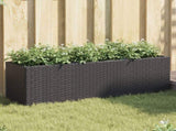 Garden Planter with 3 Pots Black 105x30x32 cm Poly Rattan 366416