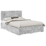 Bed Frame Concrete Grey 140 x 190 cm Engineered Wood 3412786