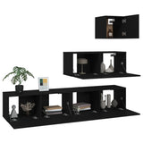 4 Piece TV Cabinet Set Black Engineered Wood 3114647