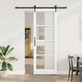 Sliding Door White 83 x 232 cm Solid Pine Wood and Glass 3332338