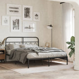Metal Bed Frame without Mattress with Headboard Black 135x190cm 377116