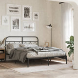 Metal Bed Frame without Mattress with Headboard Black 135x190cm 377116