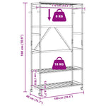 ZNTS Clothes Rack with Shelves and Wheels 110x40x180 cm Bamboo 4008923