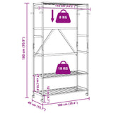 ZNTS Clothes Rack with Shelves and Wheels 110x40x180 cm Bamboo 4008923