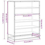Shoe Cabinet Smoked Oak 75x38x97.5 cm Engineered Wood and Metal 3300872