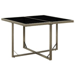 Garden Table Grey 109x107x74 cm Poly Rattan and Glass 316765