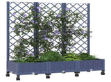 Garden Planter with Trellis&Wheels Blue Grey PP 3423053