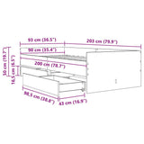 Bed Frame with Drawer Black Oak 90 x 200 cm Solid Pine Wood 3403206