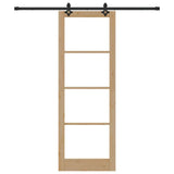 Sliding Door Natural 83 x 232 cm Solid Pine Wood and Glass 3332309