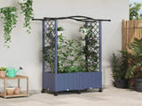 Raised Bed with Trellis and Roof Grey 125 x 40 x 144 cm PP 3423015