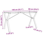 ZNTS Dining Table Legs Y-Frame 140x60x73 cm Steel 357935