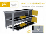 Rabbit Hutch Outdoor Guinea Pig Hutch Bunny Cage with No-Leak Trays, Divider, 136 x 50 x 93cm, Grey T3398P548529