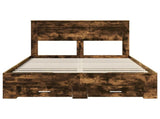 Bed Frame with Drawer Smoked Oak 140 x 190 cm Engineered Wood 3409983