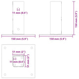 Post Bases Square 12 pcs Anthracite 51x51 mm Powder-coated Steel 42000021