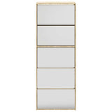 Shoe Cabinet 5-Layer Mirror Oak 63x17x169.5 cm 273937