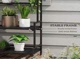 3 Tiered Plant Rack with Hanging Hooks, Tall Plant Stand for Indoor Outdoor Porch Balcony Use, Black T3398P325255
