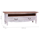 TV Cabinet 120x30x40 cm White Solid Mahogany Wood 283902