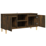 TV Cabinet with Solid Wood Legs Smoked Oak 103.5x35x50 cm 813158