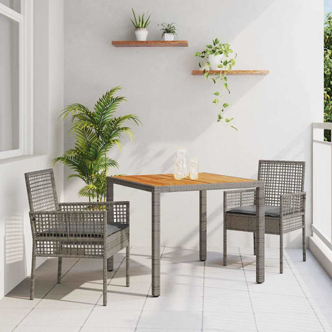 Garden Dining Set 3 pcs Grey Poly rattan 3334909