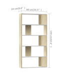Book Cabinet/Room Divider White and Sonoma Oak 80x24x159 cm Engineered Wood 800104