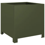 ZNTS Garden Planters 2 pcs Olive Green 40x40x40 cm Steel 851206