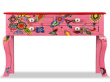 Console Table Solid Mango Wood Pink Hand Painted 244597