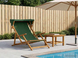 Deck Chair 3 Position Solid Eucalyptus Wood Green 42024886