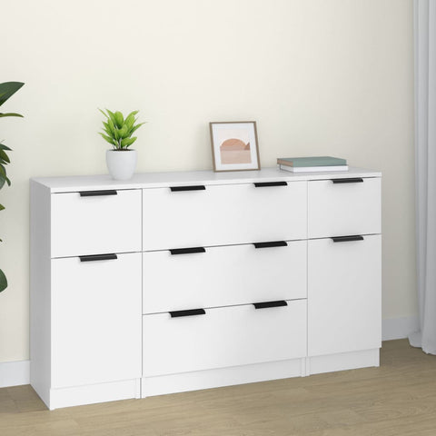 3 Piece Sideboard Set White Engineered Wood 3115820