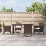 5 Piece Garden Dining Set with Cushions Brown Poly Rattan 3187444
