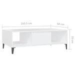 ZNTS Coffee Table White 103.5x60x35 cm Engineered Wood 806022