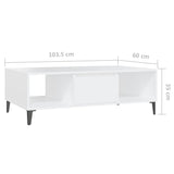 ZNTS Coffee Table White 103.5x60x35 cm Engineered Wood 806022