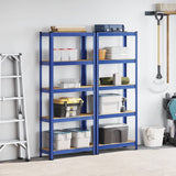 5-Layer Storage Shelves 2 pcs Blue Steel&Engineered Wood 3307586