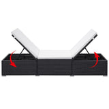 Sun Lounger Black and Cream White 317104