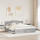 Bed Frame with Drawer Grey Sonoma 200 x 200 cm Engineer Wood 3412975