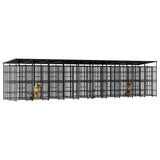 Outdoor Dog Kennel with Roof Steel 18.43 m 3097955
