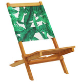 Garden Chairs 2 pcs Leaf Pattern Solid Wood Acacia and Fabric 367694