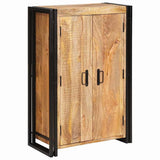 Highboard with Doors Brown Solid Rough Mango Wood and Metal 4104766