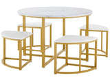 Dining room table set with four chairs, dining group with MDF tabletop and gold-plated iron frame, N639P212600B