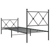 Metal Bed Frame without Mattress with Footboard Black 75x190cm 376510