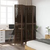 Room Divider 4 Panels Dark Brown Solid Wood Paulownia 358660