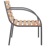 Garden Chair Set of 2 Brown Wood seat and backrest, steel frame 47937