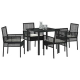 Garden Dining Set with Cushion 5 pcs Black Poly Rattan 3379864
