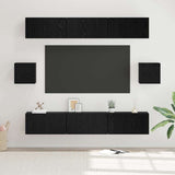 TV Cabinet Set Wall-mounted 8 pcs Black Oak Engineered Wood 3393154