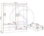 ZNTS Nevada 4 Door 2 Drawer Mirrored Wardrobe Bedroom Set 100-108-041