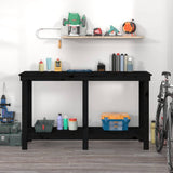 Work Bench Black 140x50x80 cm Solid Wood Pine 822510